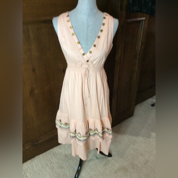 Chaudry Dresses & Skirts - NWT SIZE S Pink Sleeveless Tiered Sundress with V-Neck
